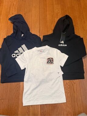 Lot of 3 (2 NWT/1 preloved) Adidas Nike Jordan Boys Tshirts Hoodie